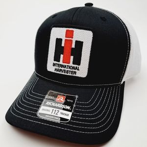 International Harvester Richardson 112 Trucker Mesh Snapback Cap Hat Black White